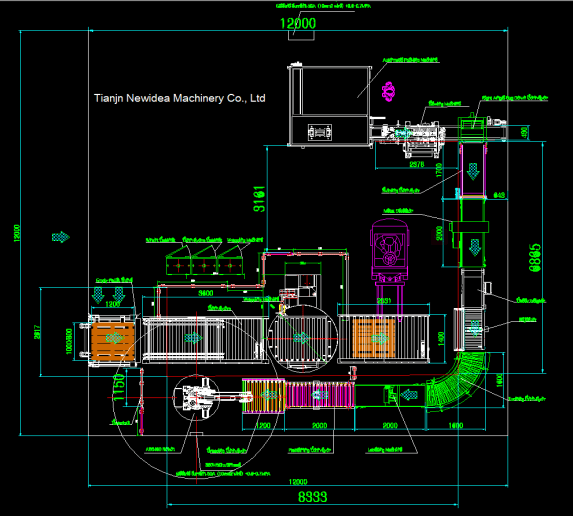 Animal Feed Packaging Palletizing Line drawing