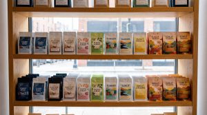 Sustainable kraft paper material used in professional custom coffee bag printing.