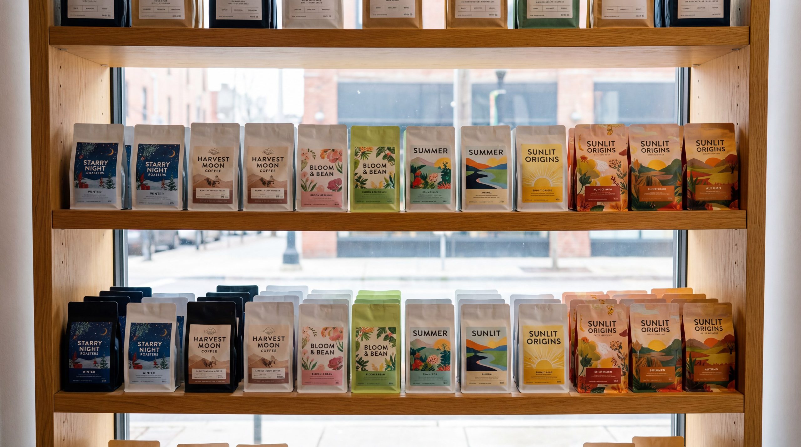 Sustainable kraft paper material used in professional custom coffee bag printing.